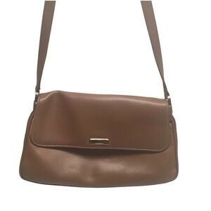 VINTAGE‎ liz claiborne pebbled leather shoulder bag brown handbag purse medium